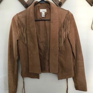 Tan Leather jacket with fringe